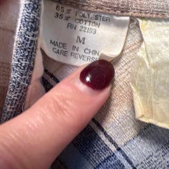 Rocking K Ranchwear Shirt Men M Brown/Blue Textured Short Sleeve  Pearl Snap Vtg - Picture 4 of 9